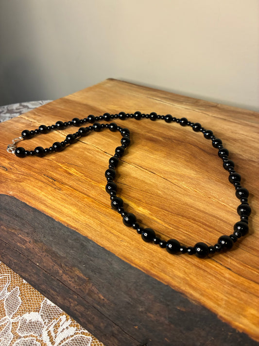 Black Onyx - 18" Beaded Necklace