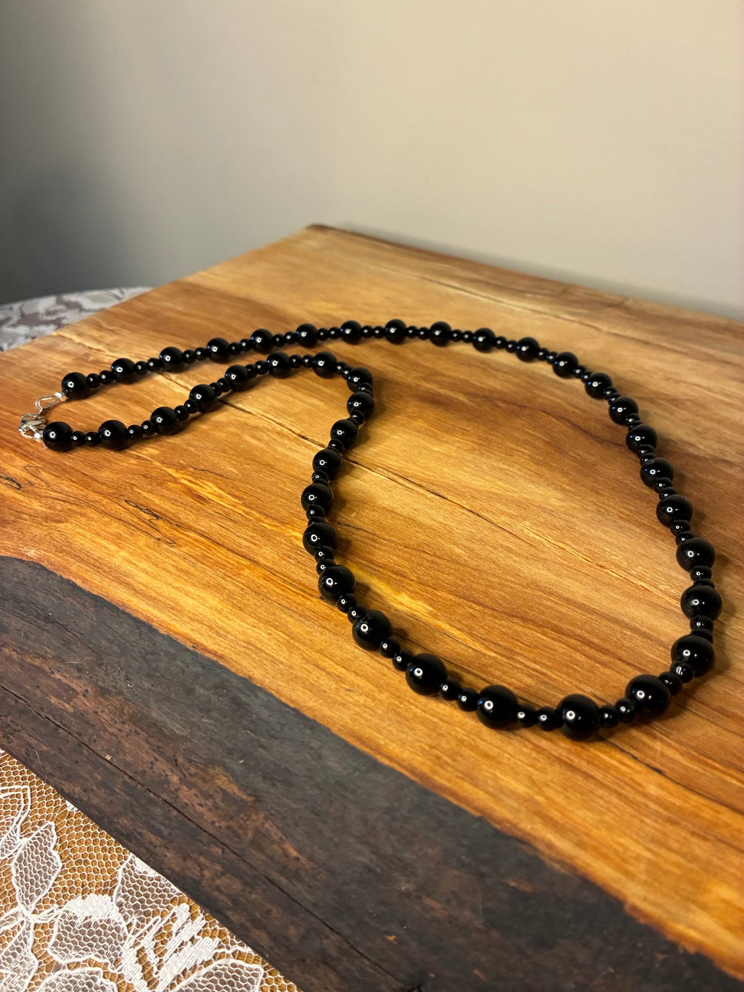 Black Onyx - 18" Beaded Necklace