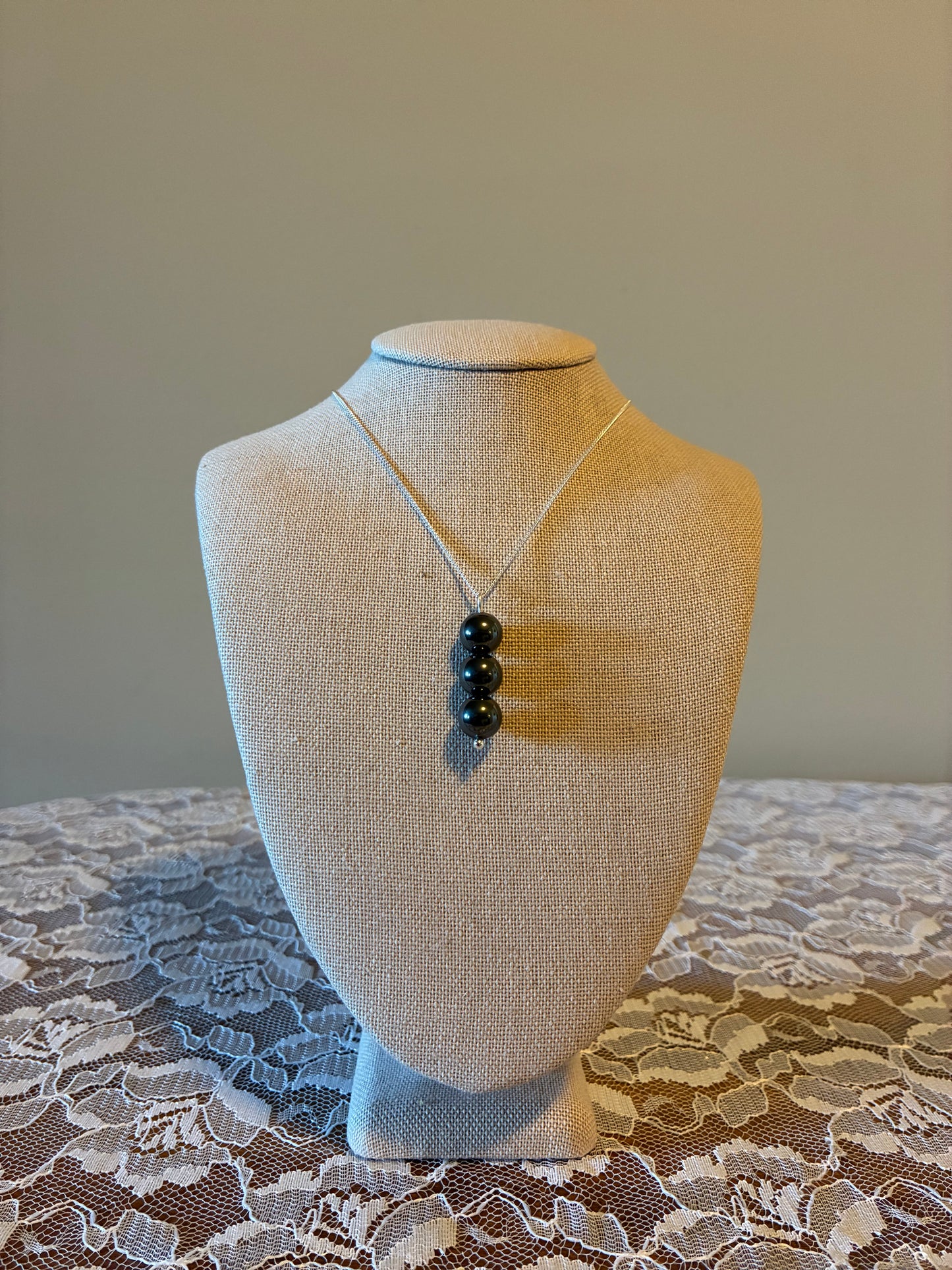 Hematite - Beaded Drop Necklace