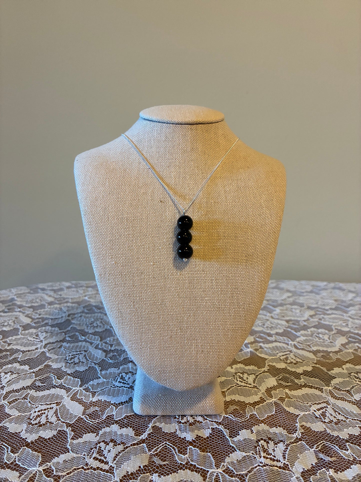 Black Onyx - Beaded Drop Necklace