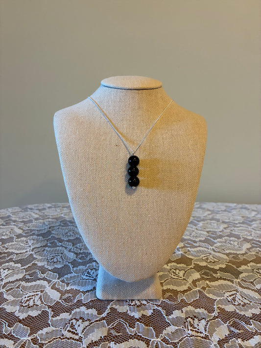 Black Onyx - Beaded Drop Necklace