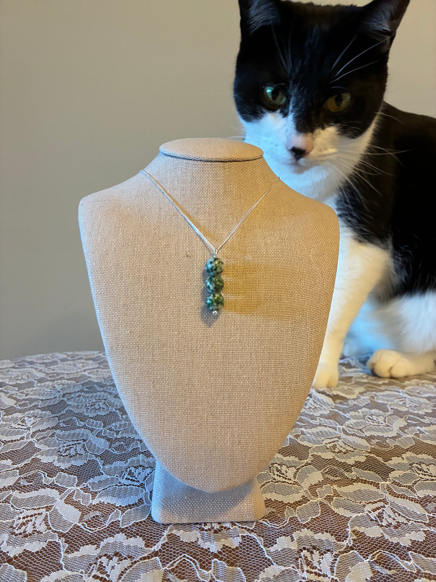Tree Agate - Beaded Drop Necklace