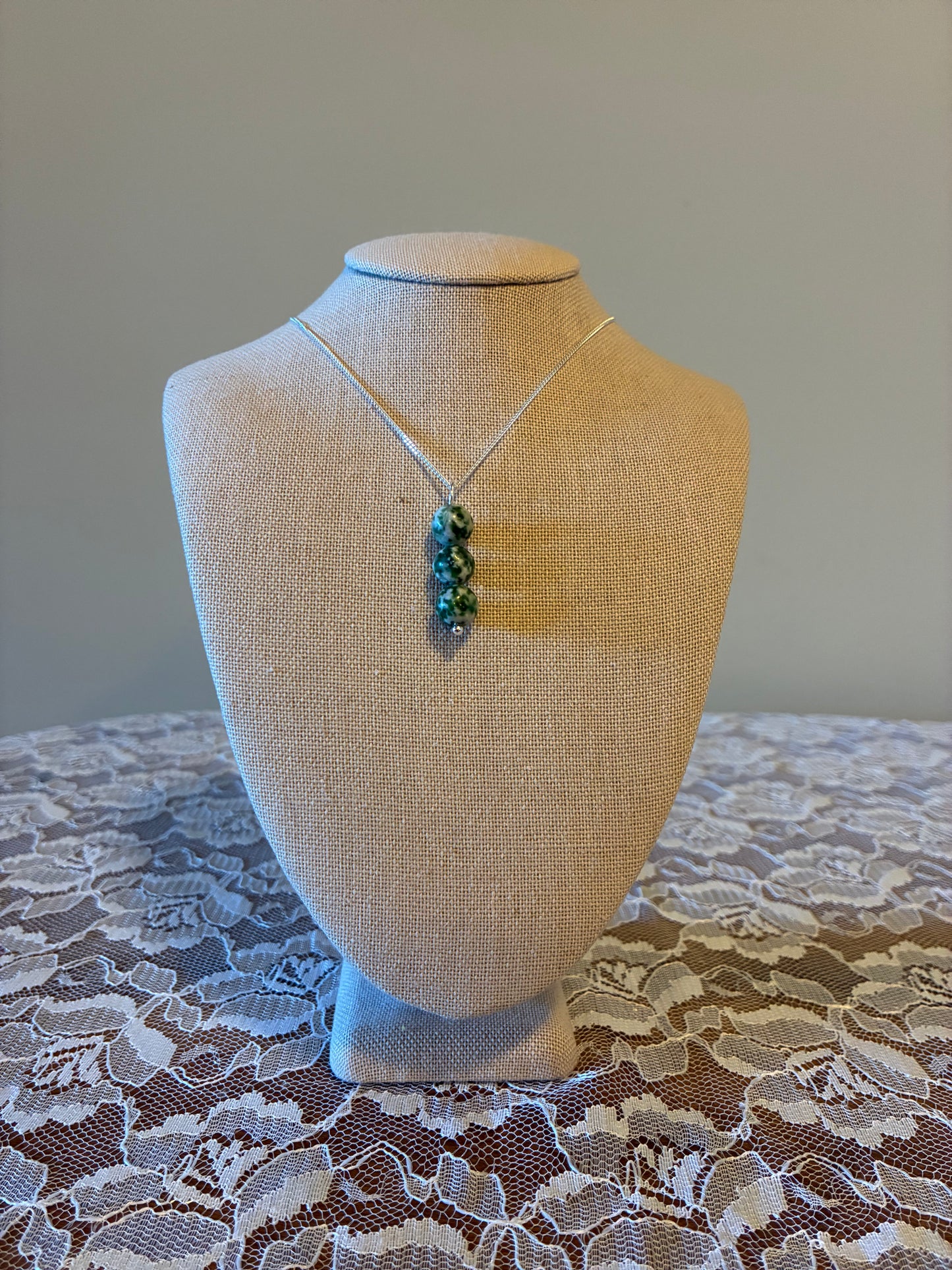 Tree Agate - Beaded Drop Necklace