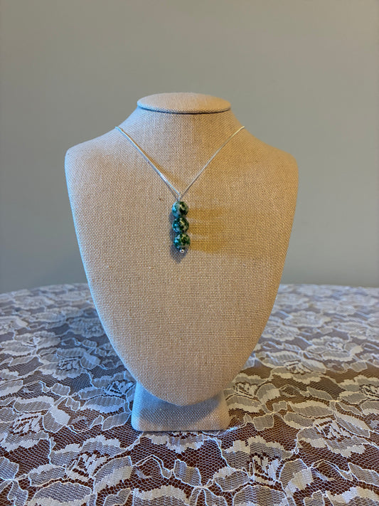 Tree Agate - Beaded Drop Necklace