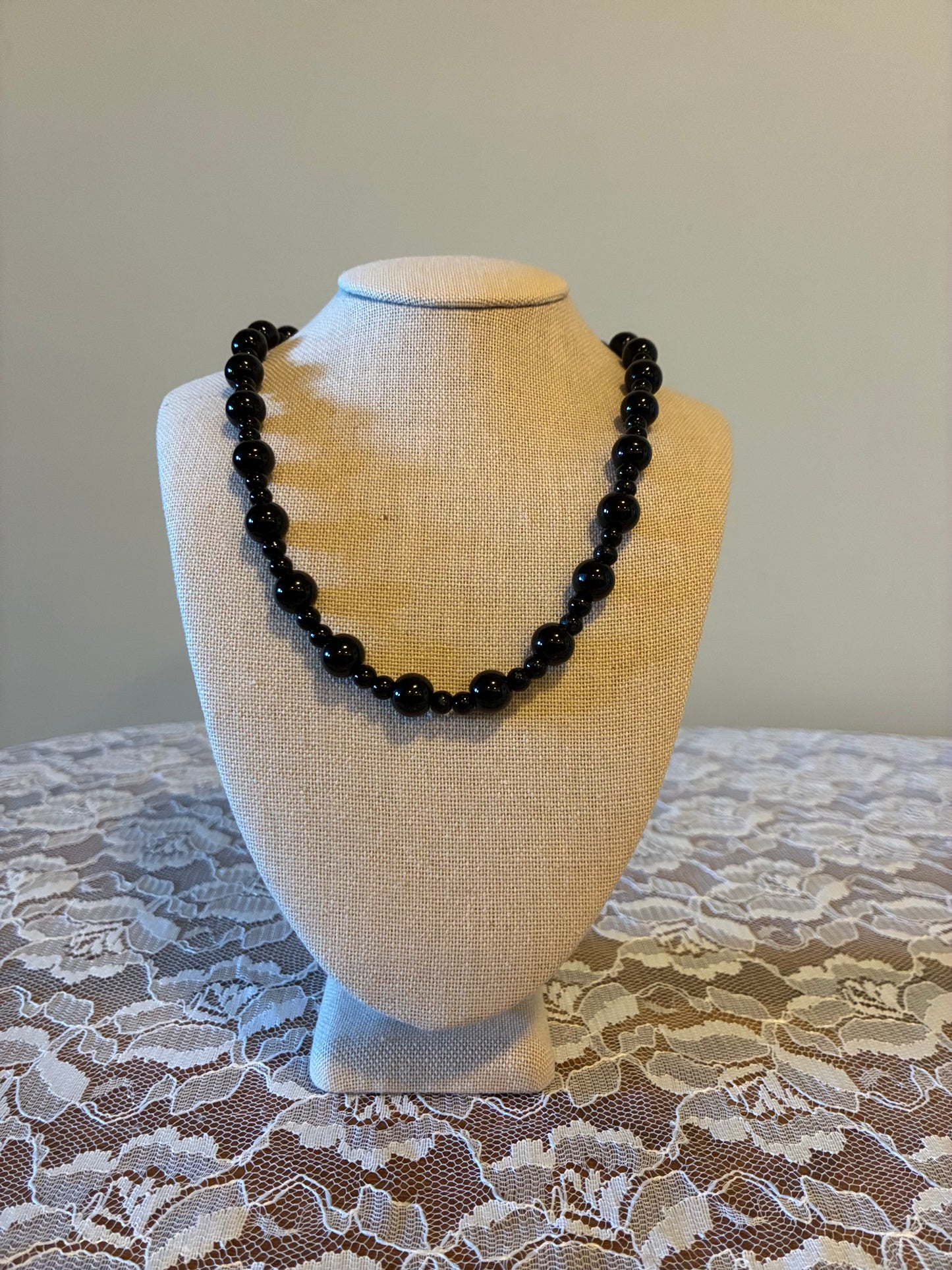 Black Onyx - 18" Beaded Necklace