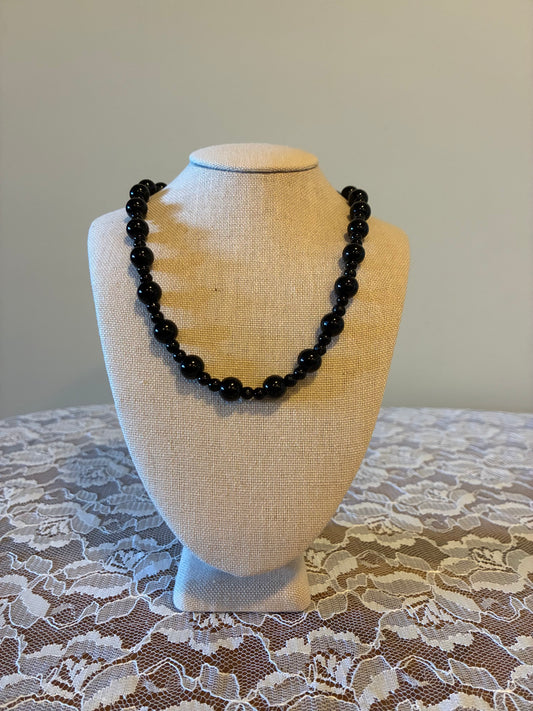 Black Onyx - 18" Beaded Necklace