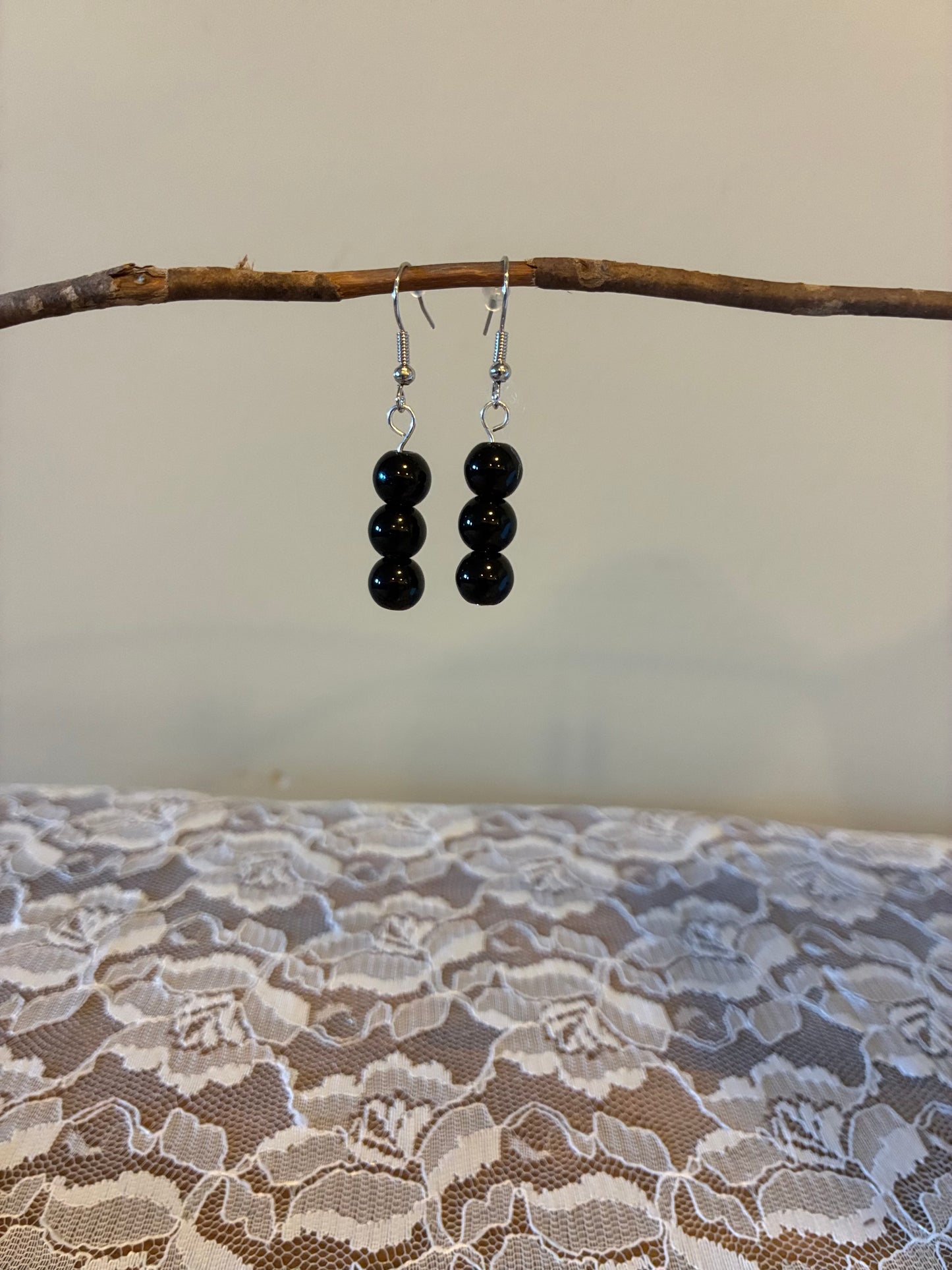 Black Onyx - Beaded Drop Earrings