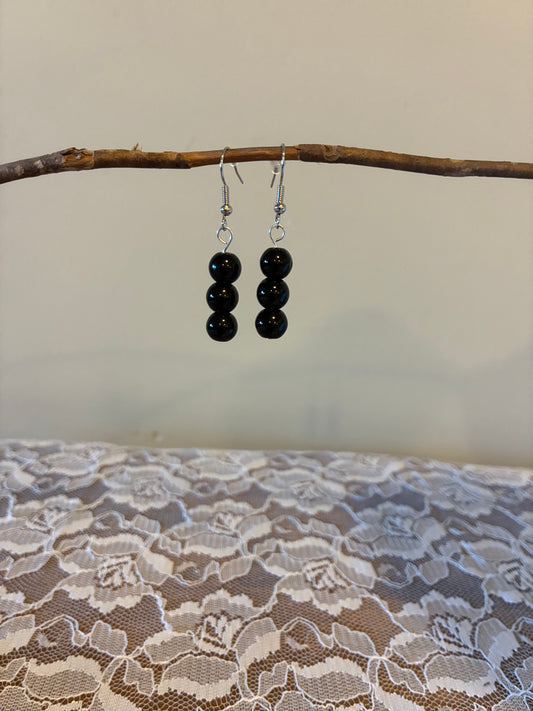 Black Onyx - Beaded Drop Earrings