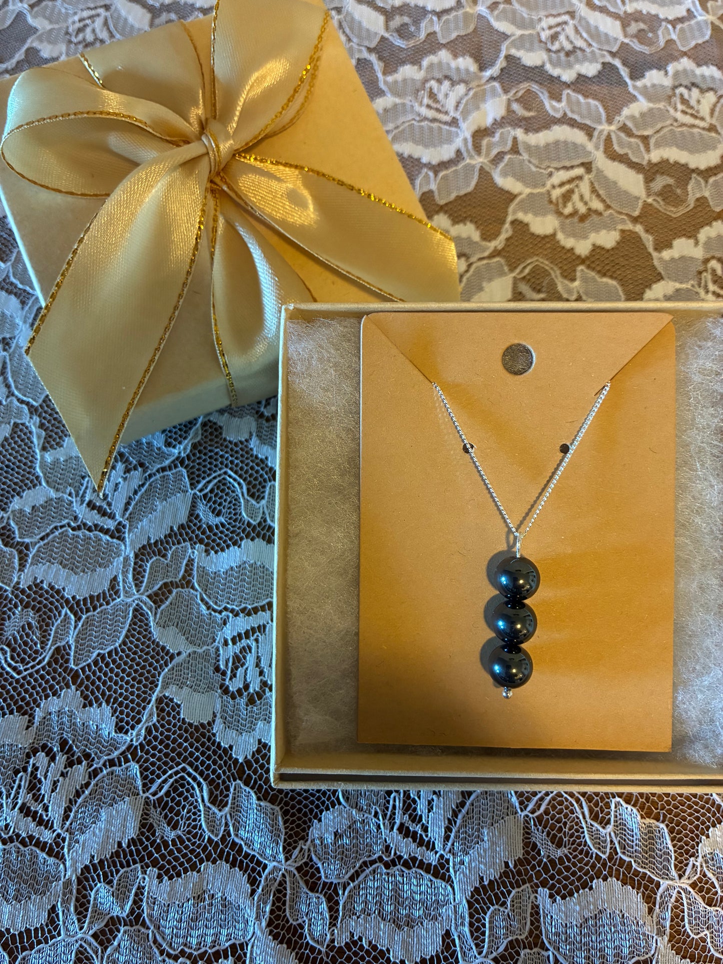 Hematite - Beaded Drop Necklace