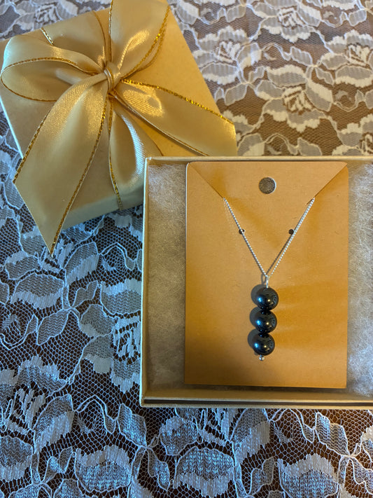 Hematite - Beaded Drop Necklace