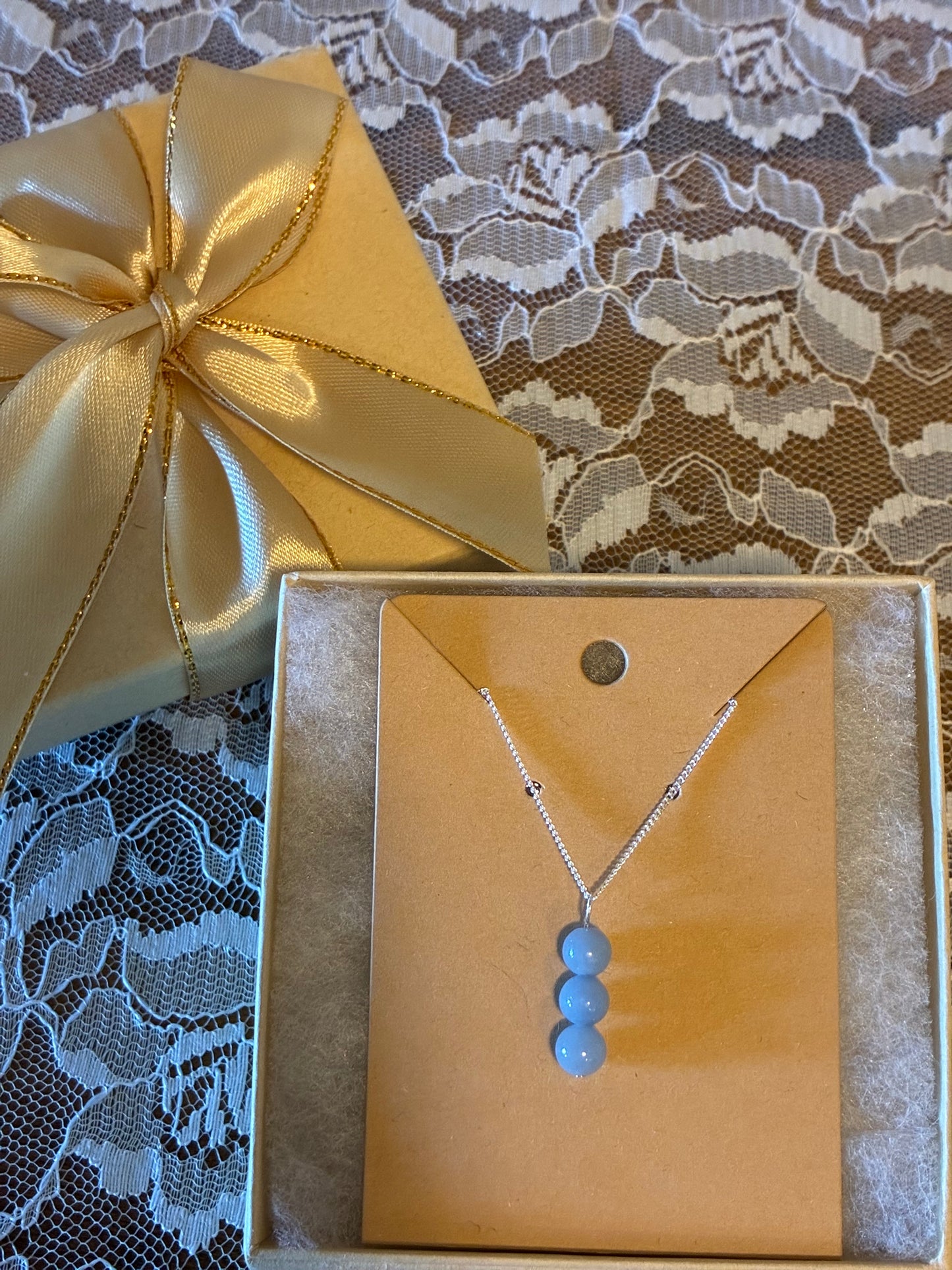 Angelite - Beaded Drop Necklace