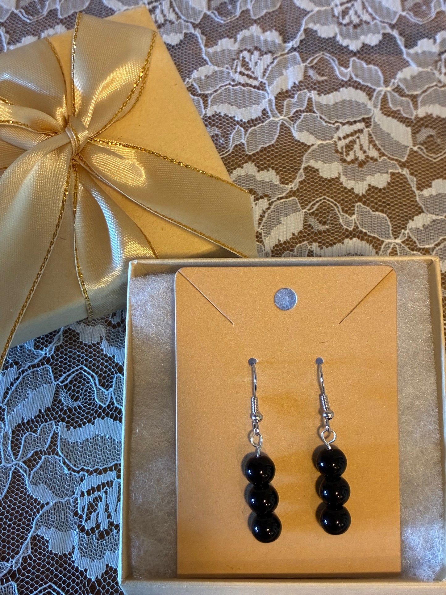 Black Onyx - Beaded Drop Earrings